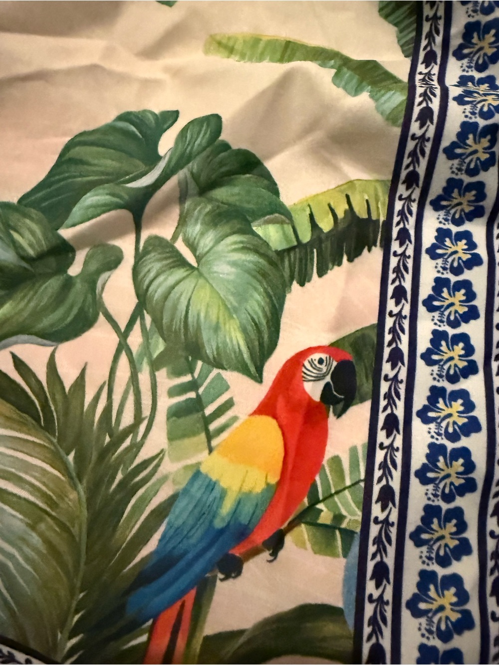 Tropical Parrot Print Cami Top - Cream & Green - Picture 2 of 6